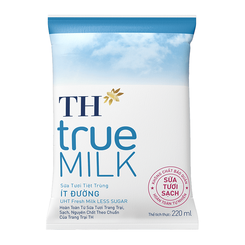 TH TrueMilk Sữa tiệt trùng ít đường - Bịch 220ml