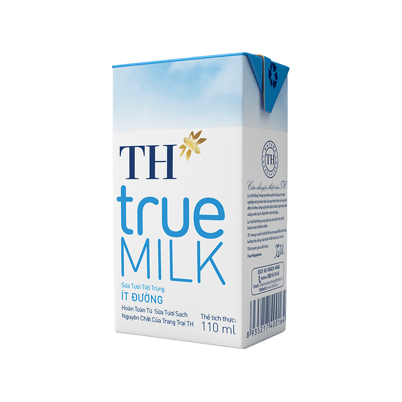 TH TrueMilk Sữa tiệt trùng ít đường - Hộp 110ml