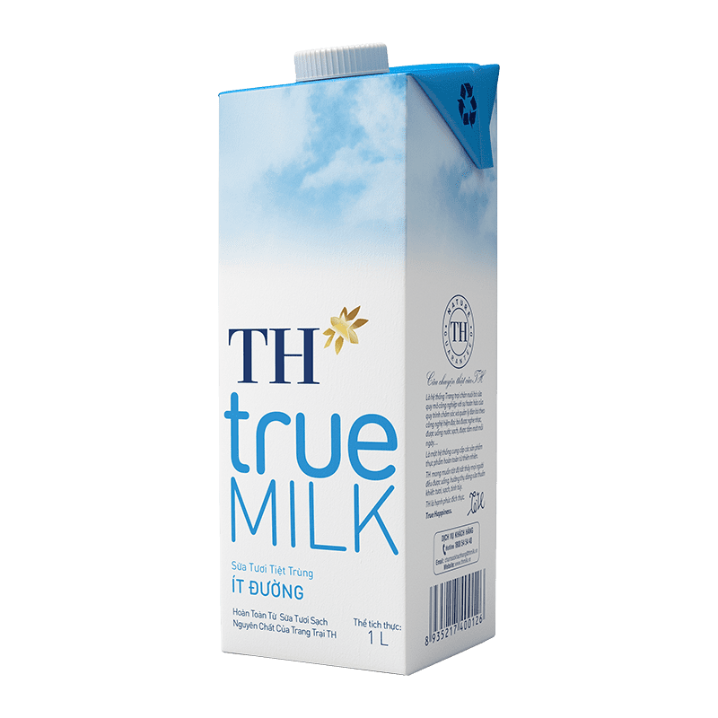 TH TrueMilk Sữa tiệt trùng ít đường - Hộp 1L x12