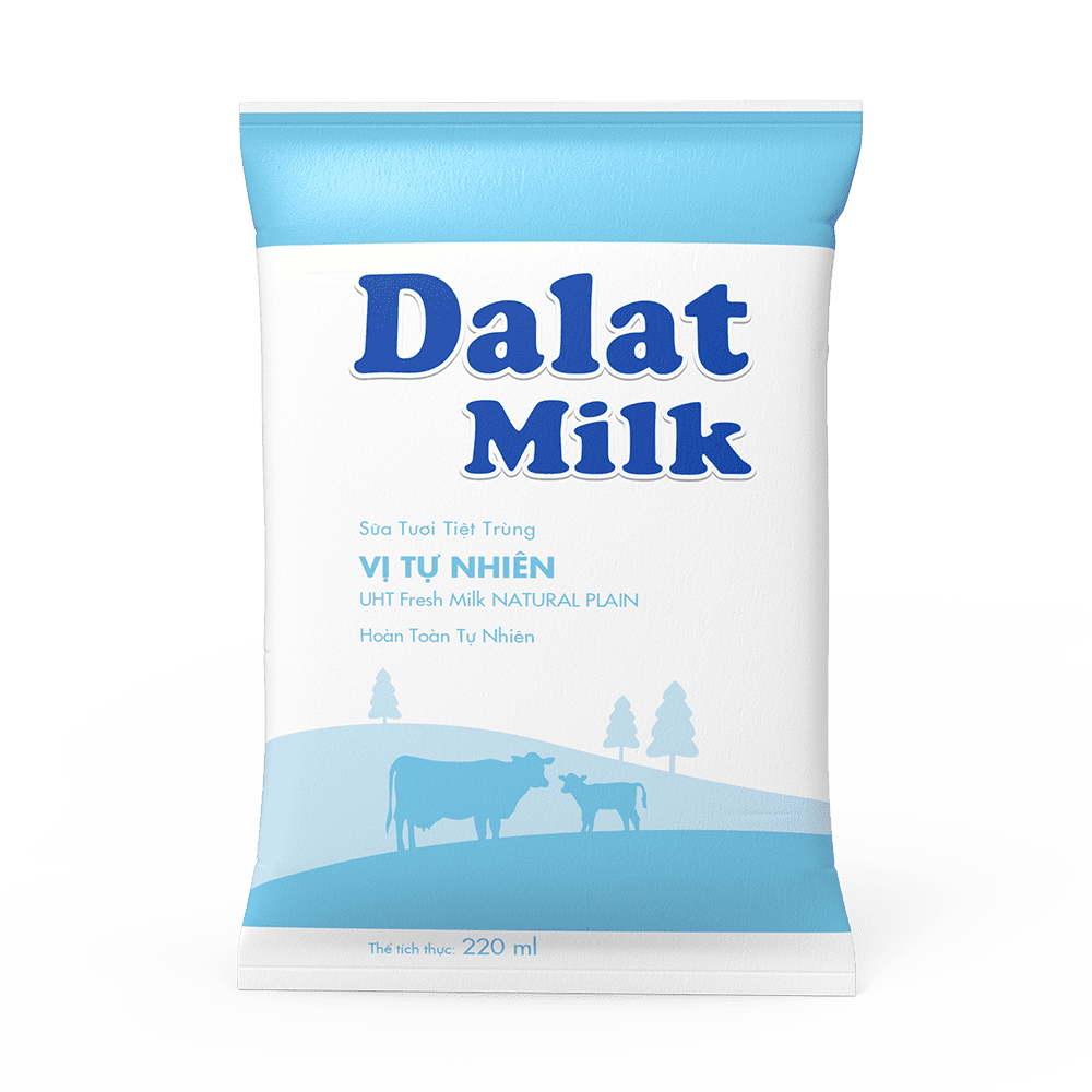 Sữa tiệt trùng không đường Dalatmilk- Bịch 220ml