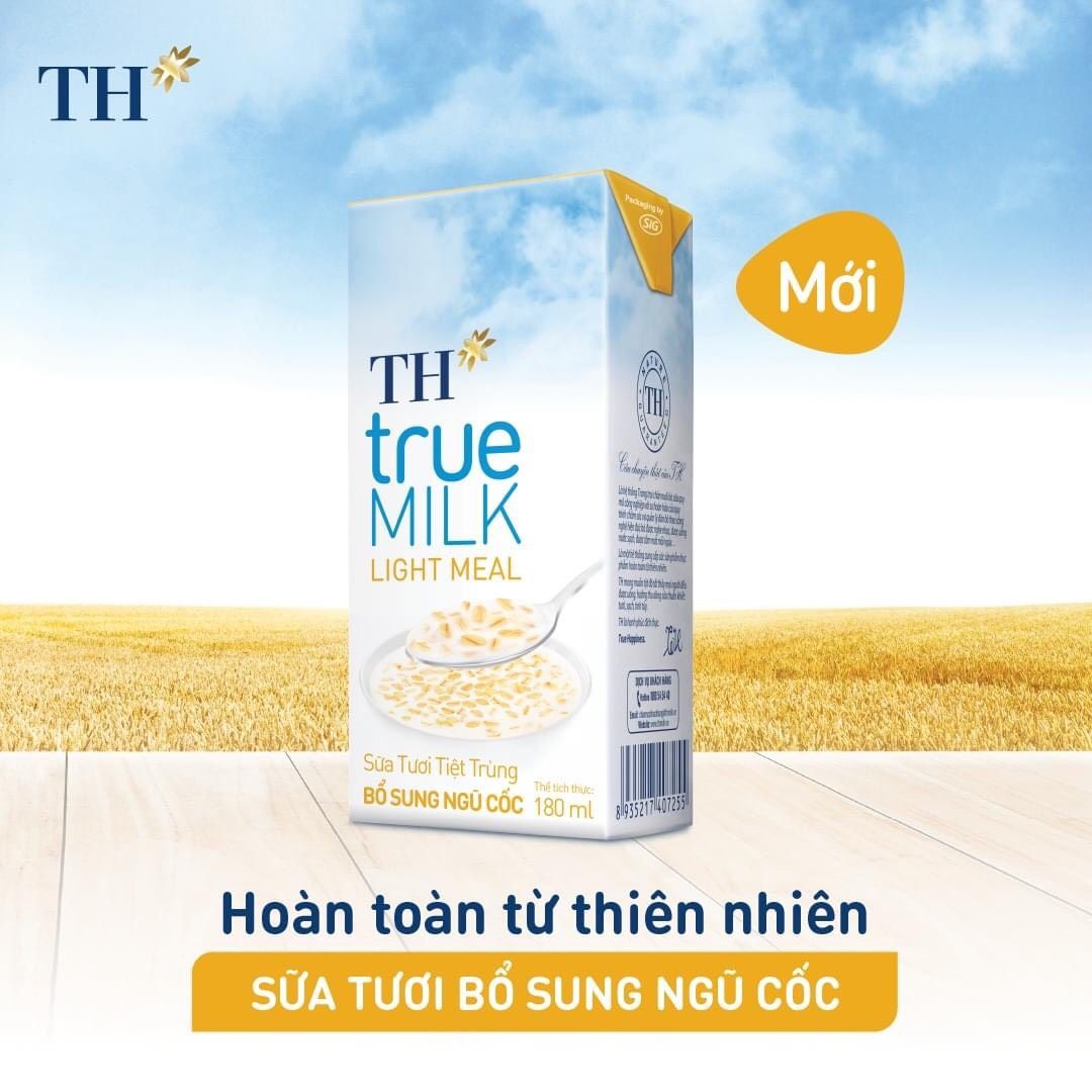 TH TrueMilk LIGHT MEAL Sữa tươi Bổ sung Ngũ Cốc - Hộp 180ml