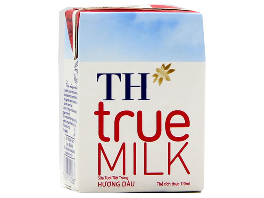 TH TrueMilk Sữa tiệt trùng vị Dâu- Hộp 110ml