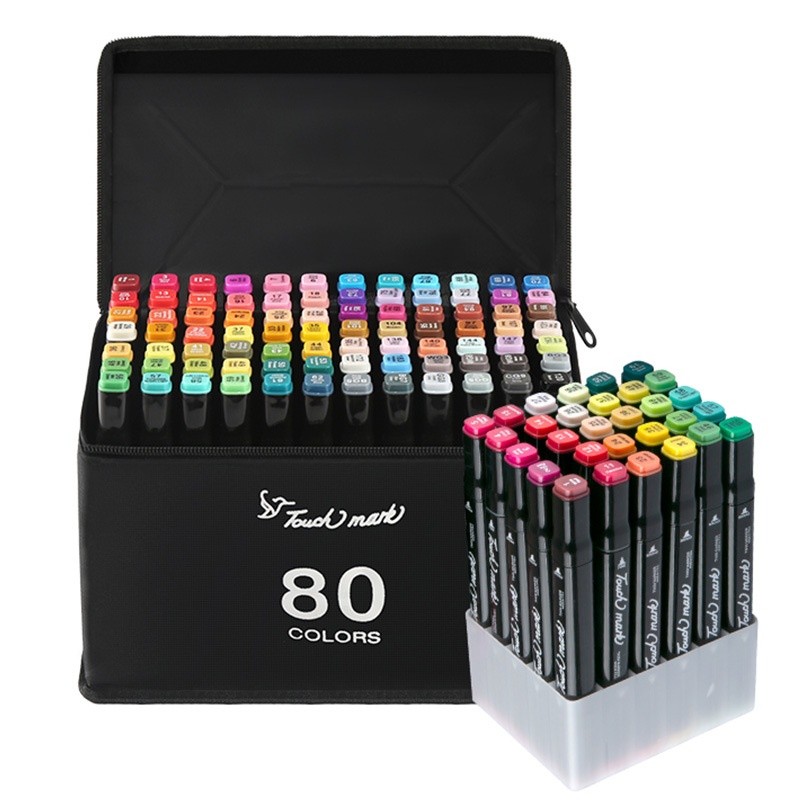 80 Cây Bút màu Marker Touch Cool 2 Đầu tô màu dạ vẽ tranh anime - SÉT BÚT MÀU DẠ KÈM TÚI - 80 màu marker touch