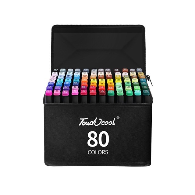 80 Cây Bút màu Marker Touch Cool 2 Đầu tô màu dạ vẽ tranh anime - SÉT BÚT MÀU DẠ KÈM TÚI - 80 màu marker touch