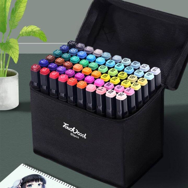 80 Cây Bút màu Marker Touch Cool 2 Đầu tô màu dạ vẽ tranh anime - SÉT BÚT MÀU DẠ KÈM TÚI - 80 màu marker touch