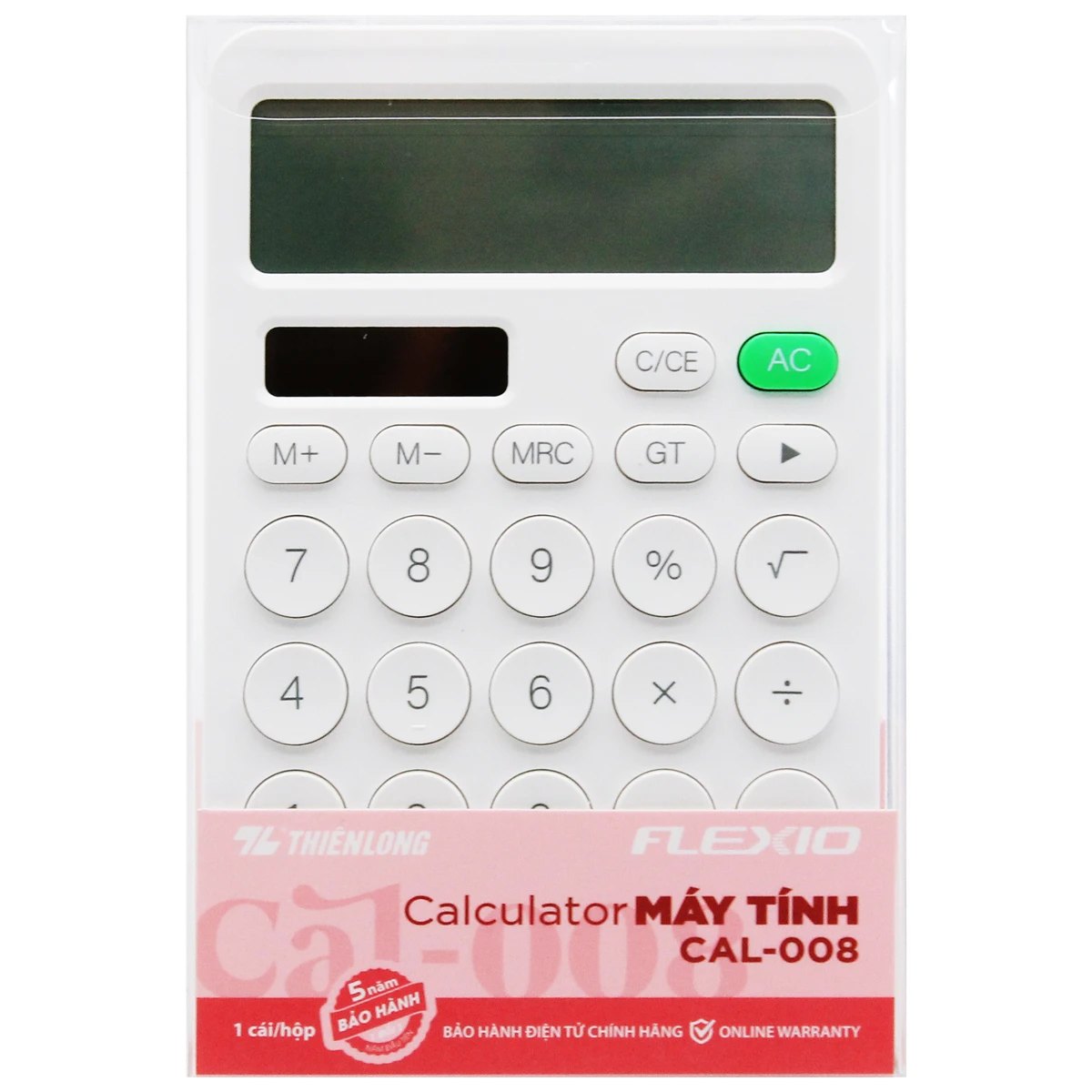 Máy Tính Văn Phòng Flexio - Thiên Long CAL-008 - Màu Trắng