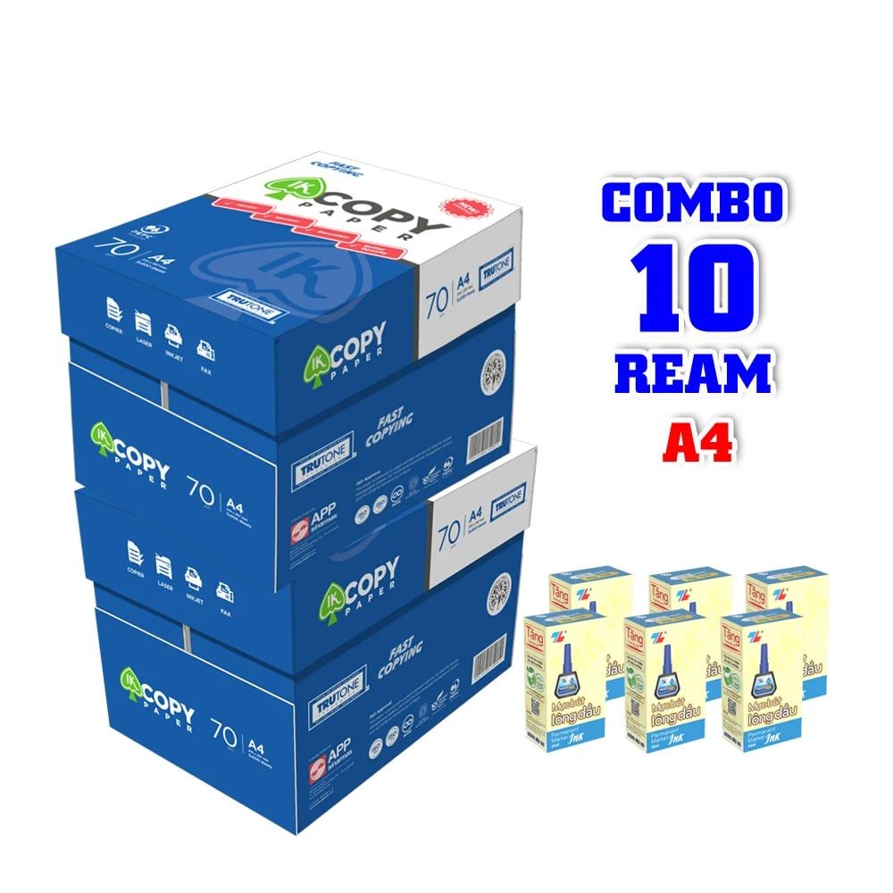 Combo 10 ream giấy in văn phòng IK siêu tiết kiệm