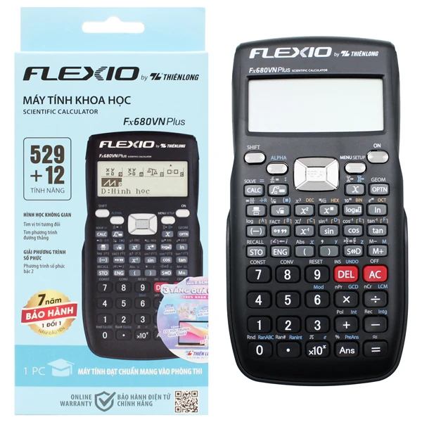 Máy Tính Khoa Học Thiên Long Flexio Fx680VN Plus - Màu Đen