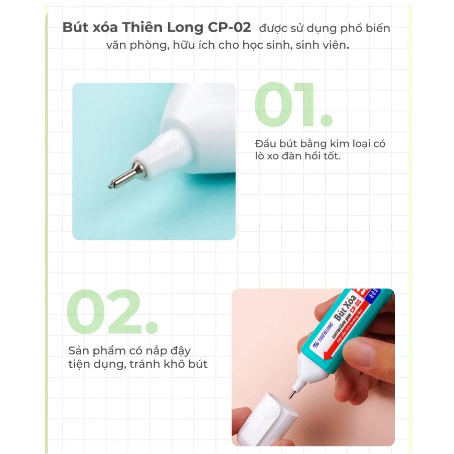 Bút Xóa 12 ml - Thiên Long CP-02 - Xanh Mint