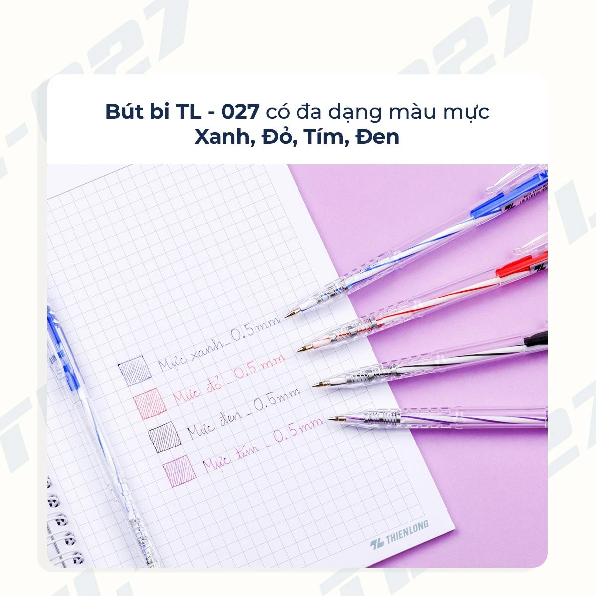 Bút Bi 0.5 mm Thiên Long TL-027 - Mực Xanh