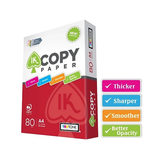 Combo 5 Ream giấy A4 80 gsm IK Copy (500 tờ) - Hàng nhập khẩu Indonesia