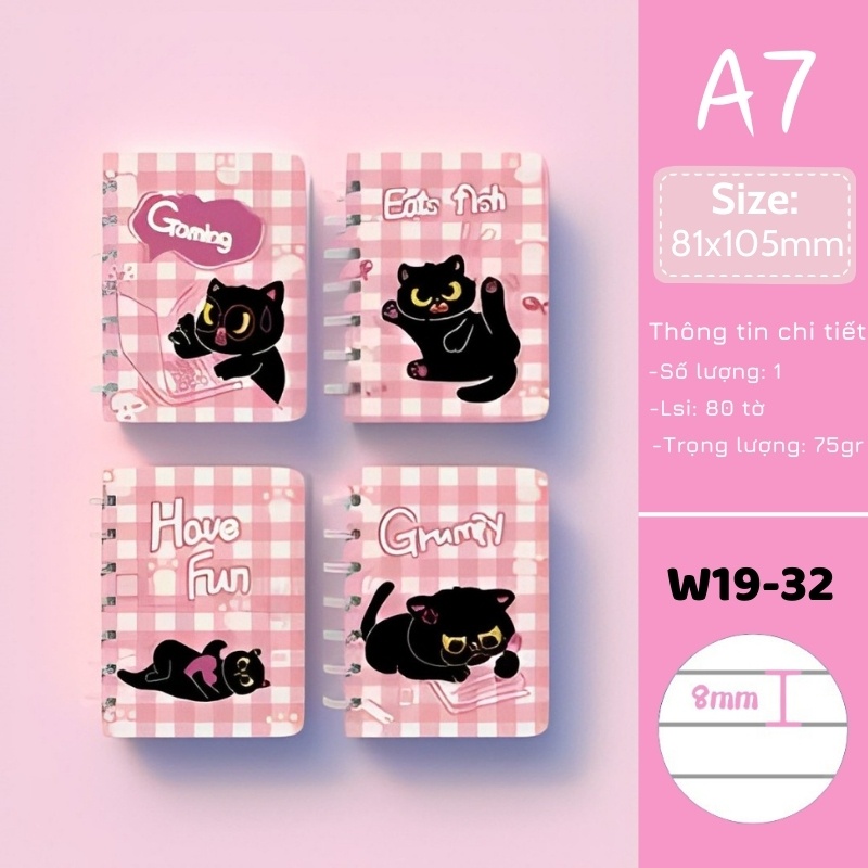 Combo 4 Số tay mini note book dễ thương size A7 W19 160 trang tiện dụng ( Màu ngẫu nhiên )