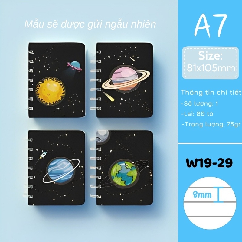 Combo 4 Số tay mini note book dễ thương size A7 W19 160 trang tiện dụng ( Màu ngẫu nhiên )