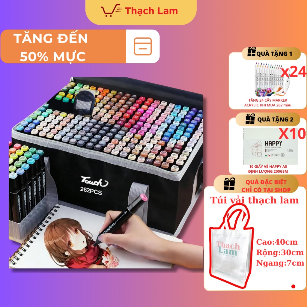 Bút Dạ Màu Marker Touch Hai Đầu 262 Chuyên Nghiệp Màu Nước Phiên Bản Mới