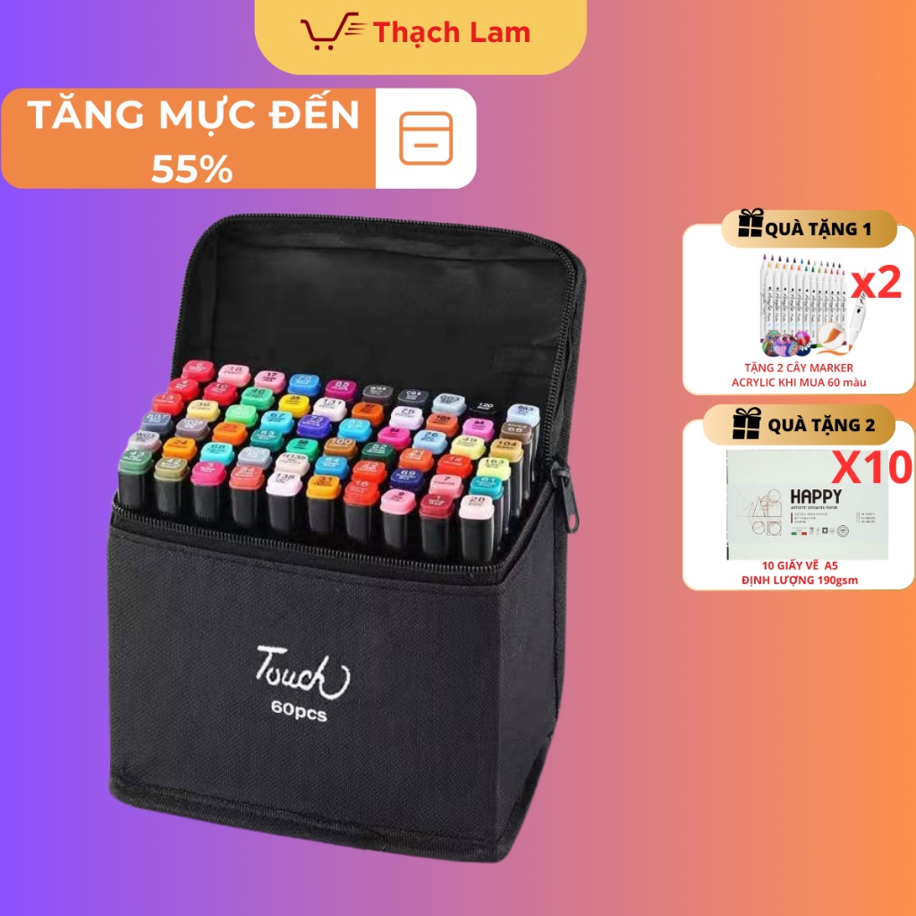 Bút Dạ Màu Marker Touch Hai Đầu 60 Chuyên Nghiệp Màu Nước Phiên Bản Mới