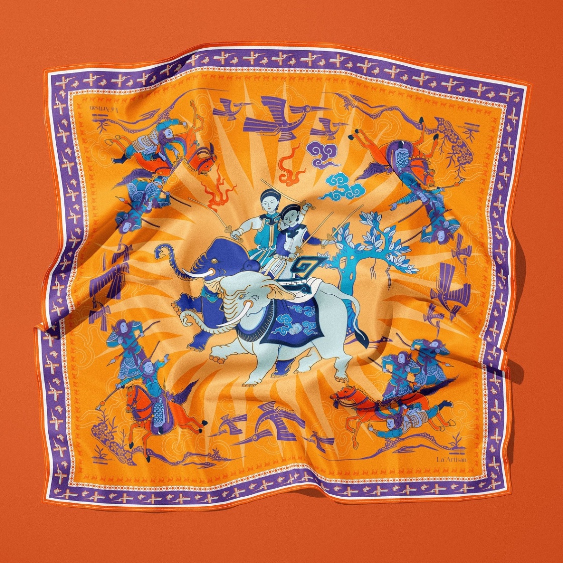 Khăn huyền thoại Hai Bà Trưng (60x60cm)