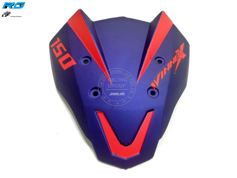 Ốp đầu xe Winner X mẫu sừng 4 lỗ Ốc màu xanh dương logo chữ ngẫu nhiên