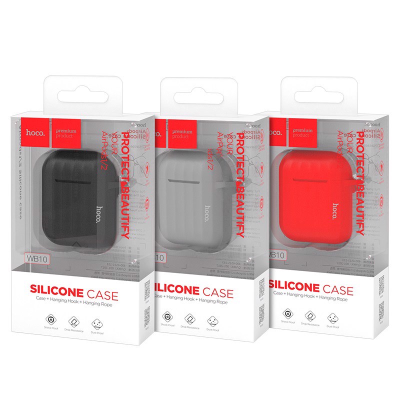 HỘP NHỰA SILION ĐỰNG TAI NGHE AIRPODS 1&2 HOCO WB10 - DÀY 2.65MM - Đen