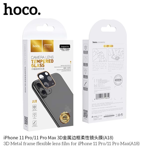 MIẾNG DÁN BẢO VỆ CAMERA SAU ĐIỆN THOẠI IPHONE 11 PRO/11 PRO MAX HOCO A18 - Đen