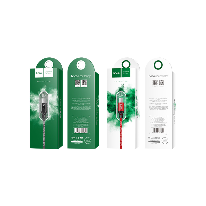 CÁP SẠC NHANH DÂY DÙ X14 MICRO 2.0A - 2m - Đen