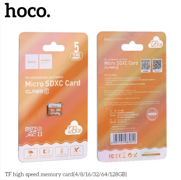 THẺ NHỚ MICRO SD CLASS 10 HOCO 128GB - ĐỦ DUNG LƯỢNG BH 5 NĂM - Cam