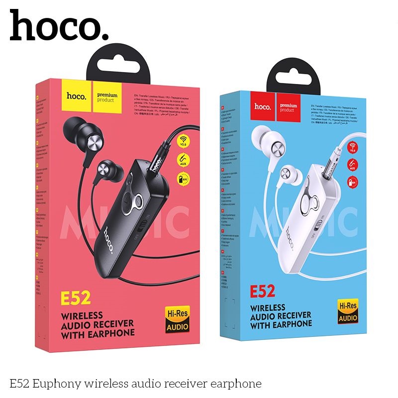 Tai Nghe Bluetooth 2 Bên Kẹp Áo V5.0 Có Mic HOCO E52