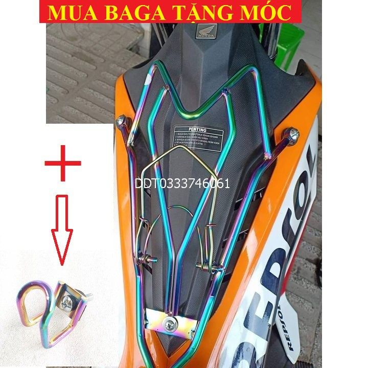 Combo Baga Giữa Sonic Không Móc 7 Màu (Xanh Đẹp) + 2 Móc Treo Đồ Xe Máy Chữ U Ngắn 7 Màu