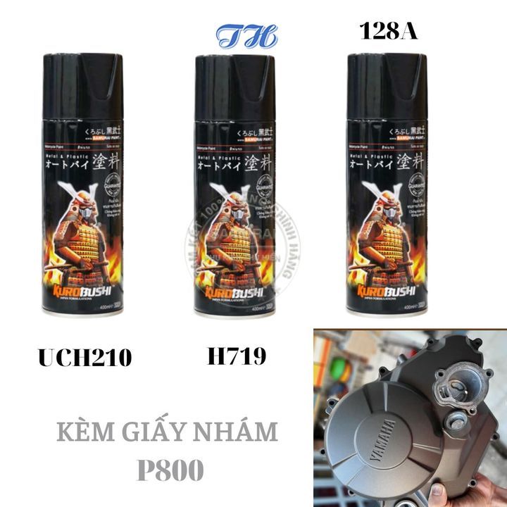 Combo Sơn Samurai Màu Xám Mờ Chính Hãng (H749* - UCH210 - 128A - P800)