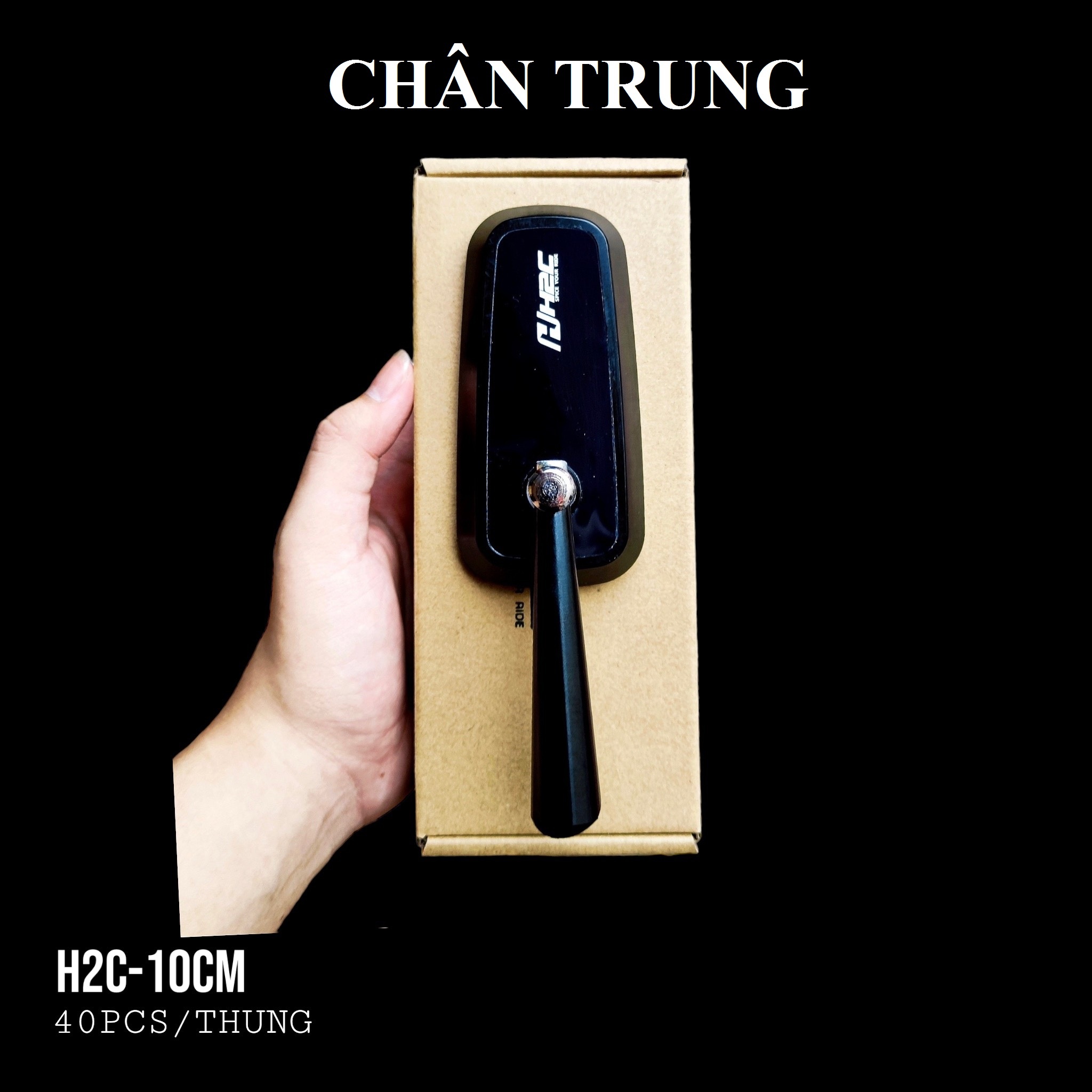 Kính H2C Vuông Loại 1 Nhôm CNC Chân Trung Mặt Kính Xanh 1 Cái - Đen