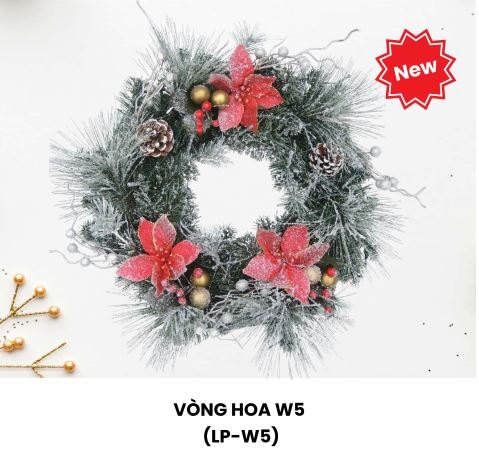 Vòng Nguyệt Quế Trang Trí Noel Có Trang Trí W5