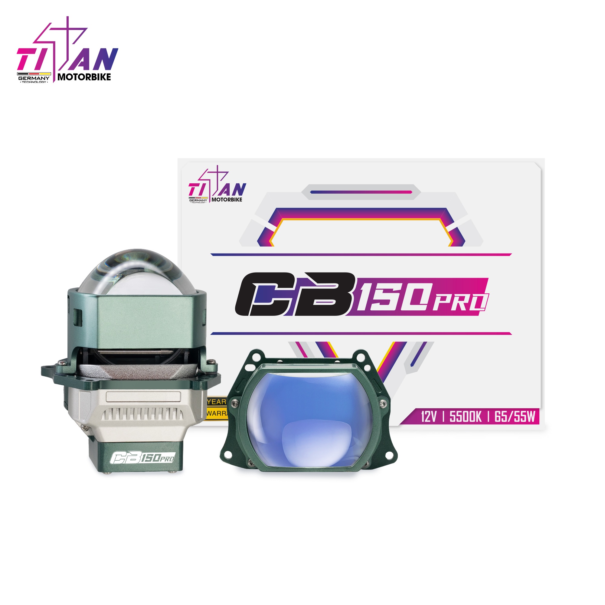 Đèn Led Bi Cầu Bi Led TITAN Moto CB150 PRO SQUARE Len Vuông 65W Chính Hãng Bảo Hành 24 Tháng 1 Bóng