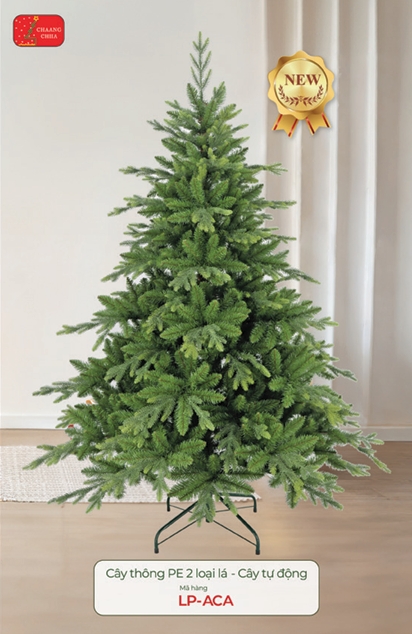 Cây Thông Noel PE 2 Loại Lá Mã ACA Cao 2M4 - Chân Sắt
