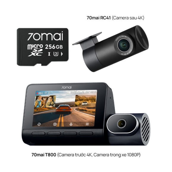 Combo 1 Camera Hành Trình 70mai T800 + 1 Mắt Camera RC41 + 1 Thẻ Nhớ 256GB