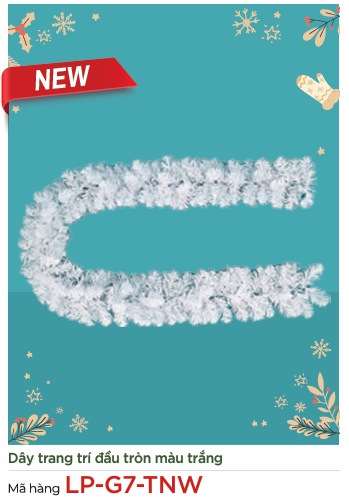 Dây Trang Trí Noel Đầu Tròn Màu Trắng Dài 210CM