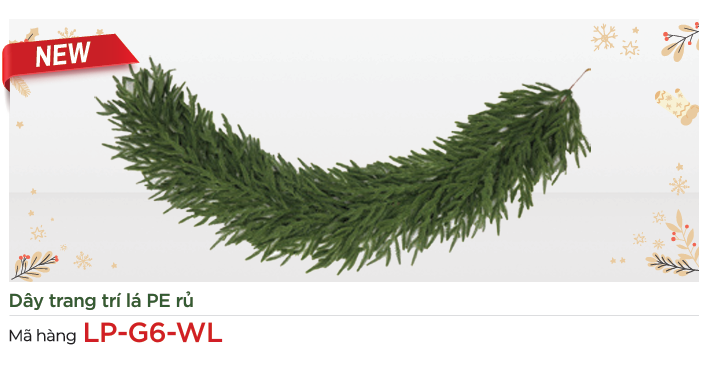 Dây Trang Trí Noel Lá PE Rũ Dài 180CM