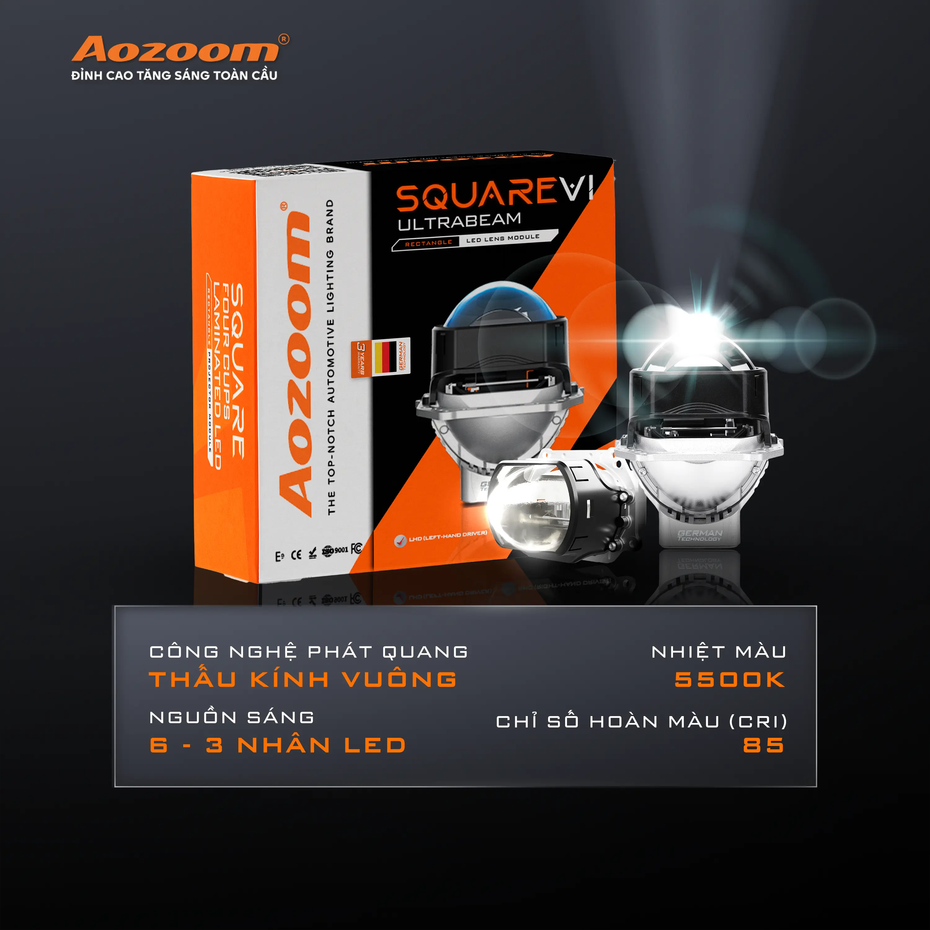 Đèn Bi Led Aozoom Square V1 65w Chính Hãng Bảo Hành 3 Năm Giá 1 Bóng