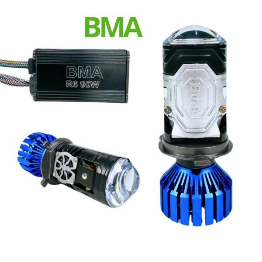 Đèn Pha Led Bi Cầu Chân H4 BMA R6 90W – Màn Chập Điện Bình 12V Cho Xe Máy, Ô Tô Bảo Hành 1 Năm