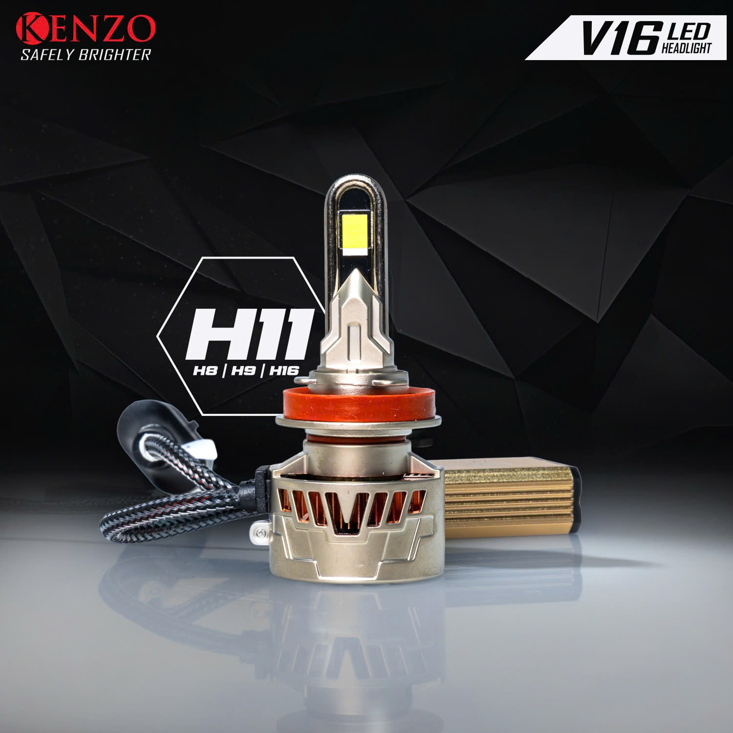 Đèn Pha Led Kenzo V16 75W Ánh Sáng Vàng Chân H11 Chống Nước IP67 Giá 1 Cái