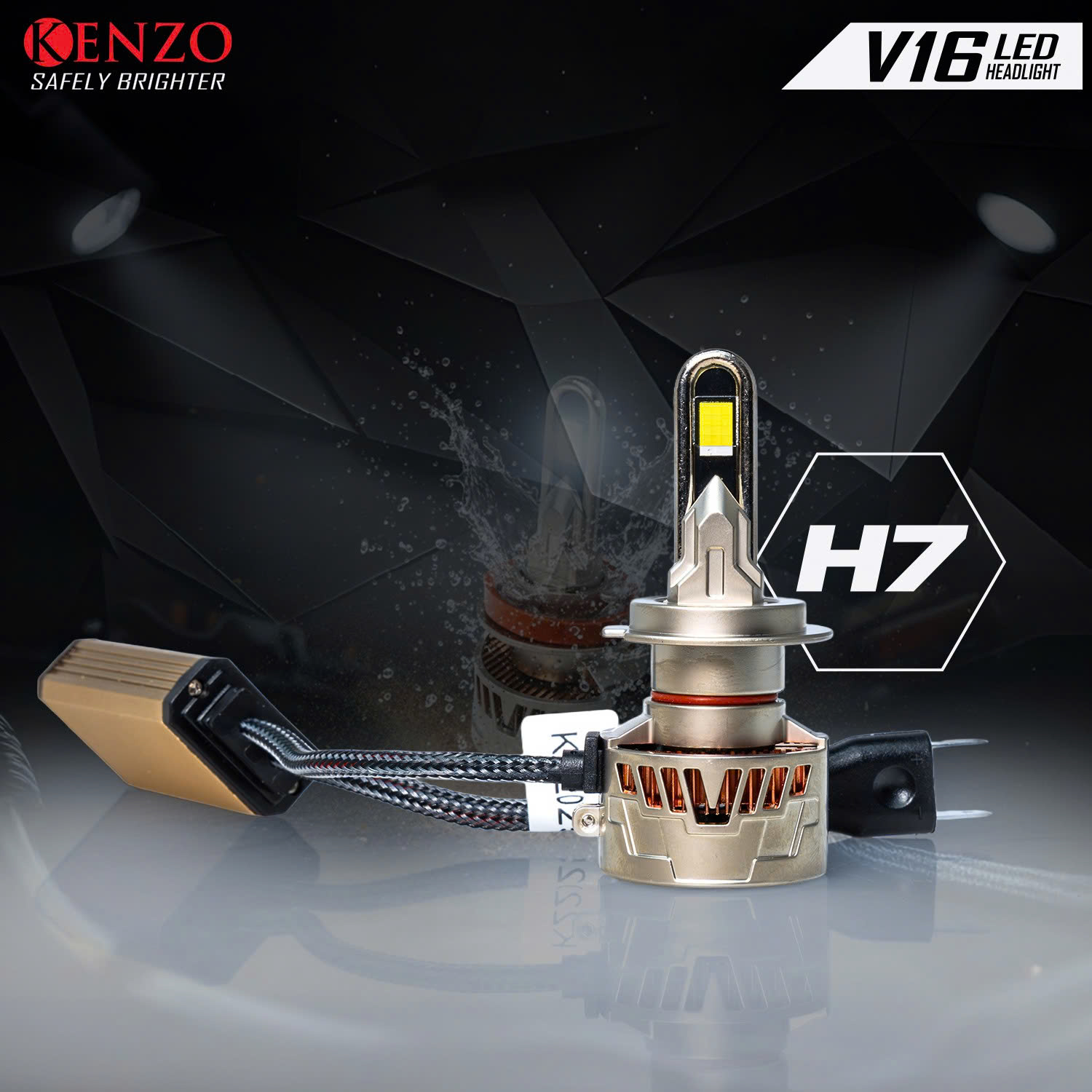 Đèn Pha Led Kenzo V16 75W Ánh Sáng Vàng Chân H7 Chống Nước IP67 Giá 1 Cái