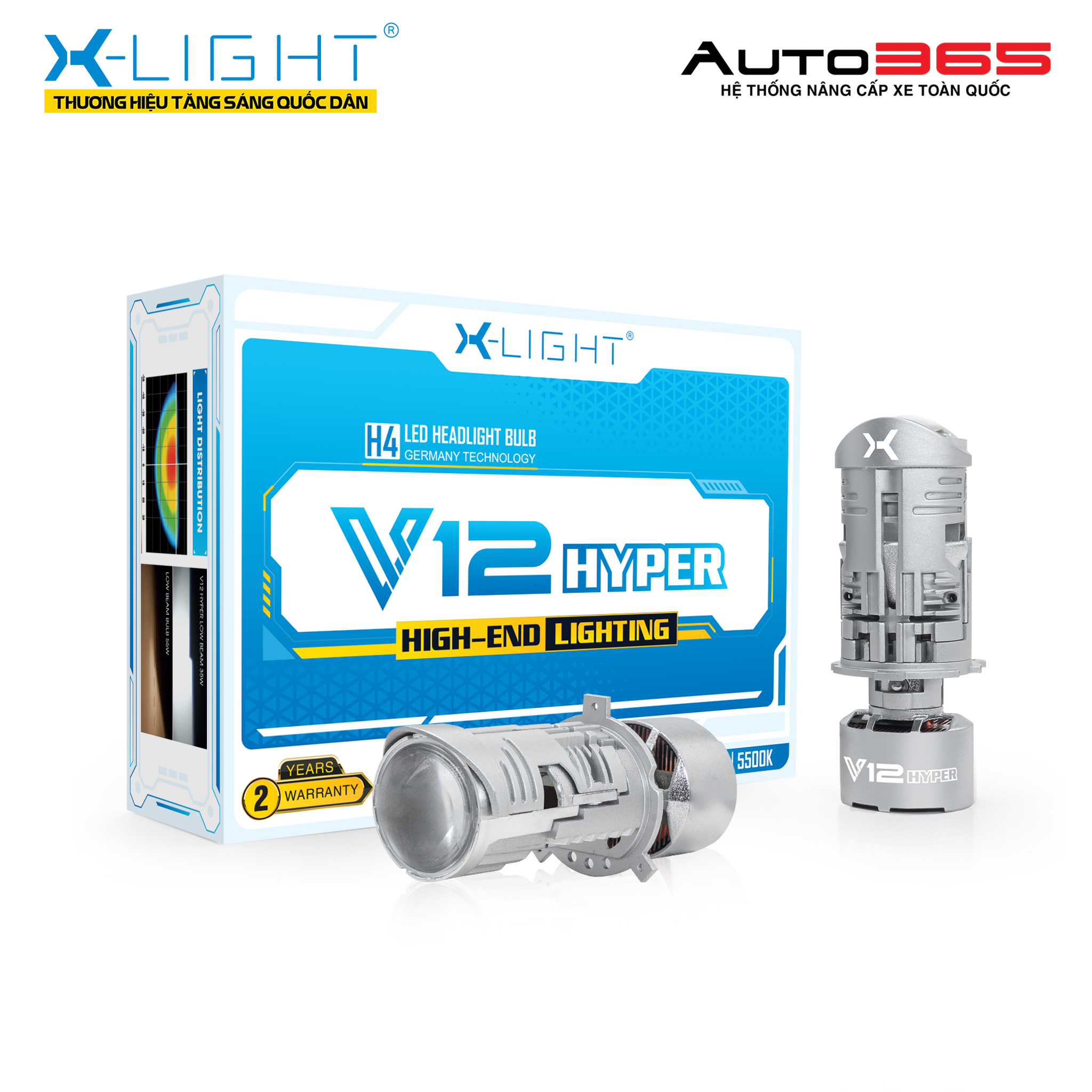 Đèn Pha Led X-Light V12 Hyper 50W Chân H4 - 1 Bóng