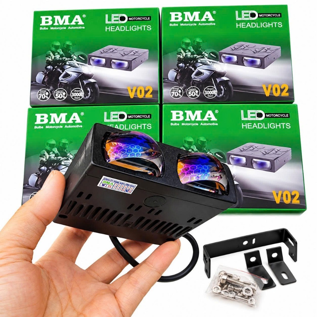 Đèn Trợ Sáng Bi Cầu Mini BMA V02 30W Đèn Chỉ Có Cos Ánh Sáng Trắng/Vàng Giá 1 Đèn - Demi Đỏ