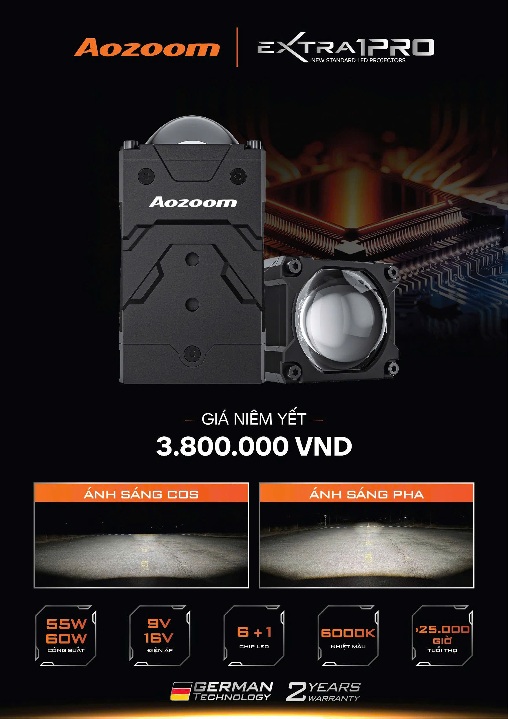Đèn Trợ sáng mini Titan F1 GT 40w Cos Vàng Pha Vàng 4800K/3000K Bảo Hành 12 Tháng Giá 1 Đèn