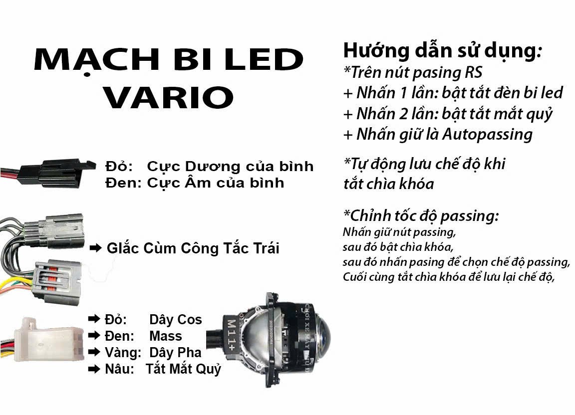 Mạch Passing Đèn Bi Led S500 Pro, S600 Pro... - Vario 125/150