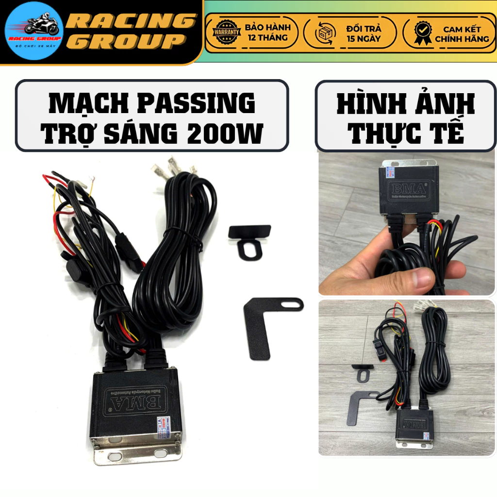 Mạch Passing Trợ Sáng BMA Tải 200W Mạch Liền Khối Có Cầu Chì ( Kèm Pát Gắn Công Tắc)