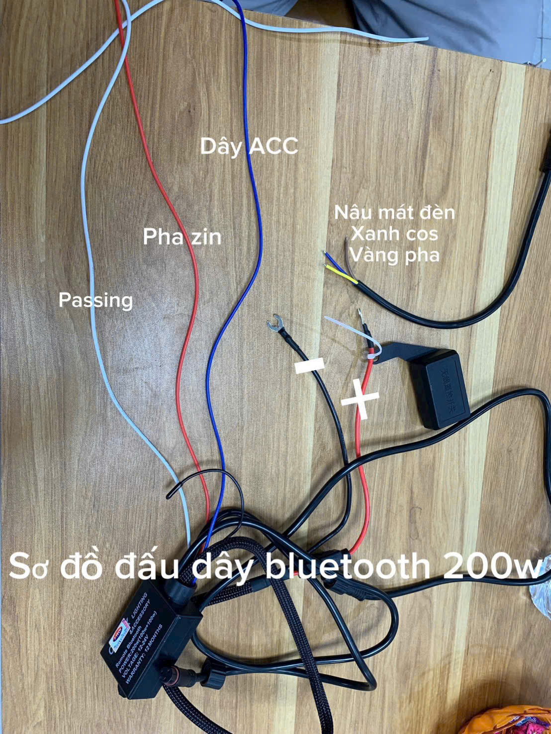 Mạch Passing Trợ Sáng Tải 200W Điều Khiển Bluetooth Remote 3 Nút Gắn Ô Tô Xe Máy 12V -24V