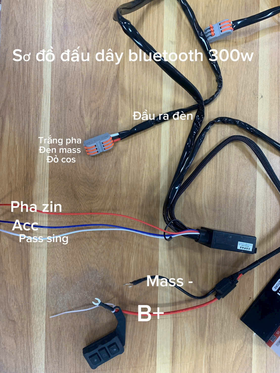 Mạch Passing Trợ Sáng Tải 300W Điều Khiển Bluetooth Remote 3 Nút Gắn Ô Tô Xe Máy 12V -24V