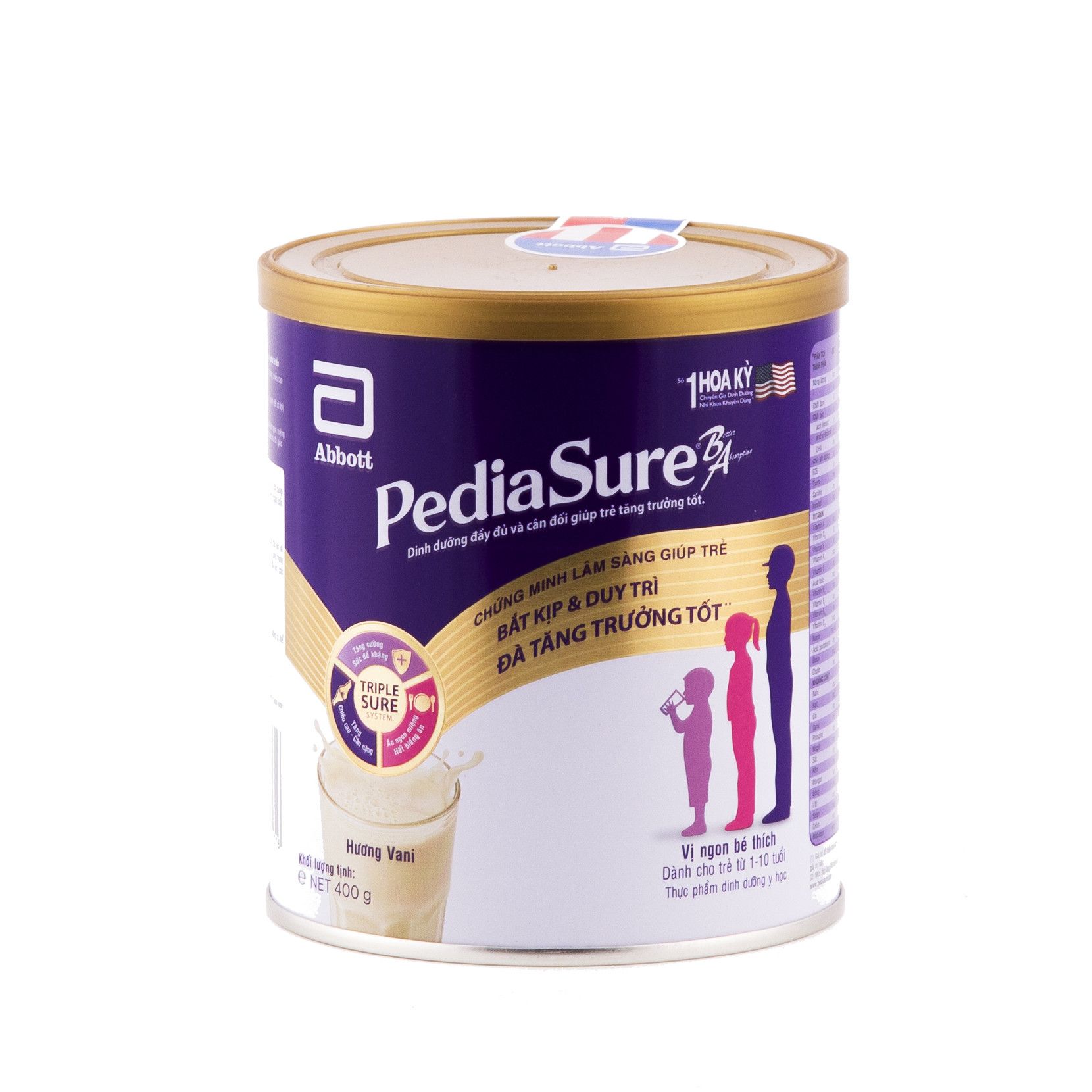 Lon Sữa bột Pediasure 1-10 tuổi vani 400g (Singapore)