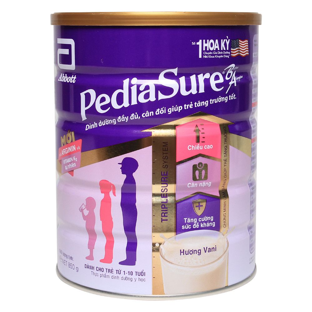 Lon Sữa bột Pediasure 1-10 tuổi vani 850g (Singapore)