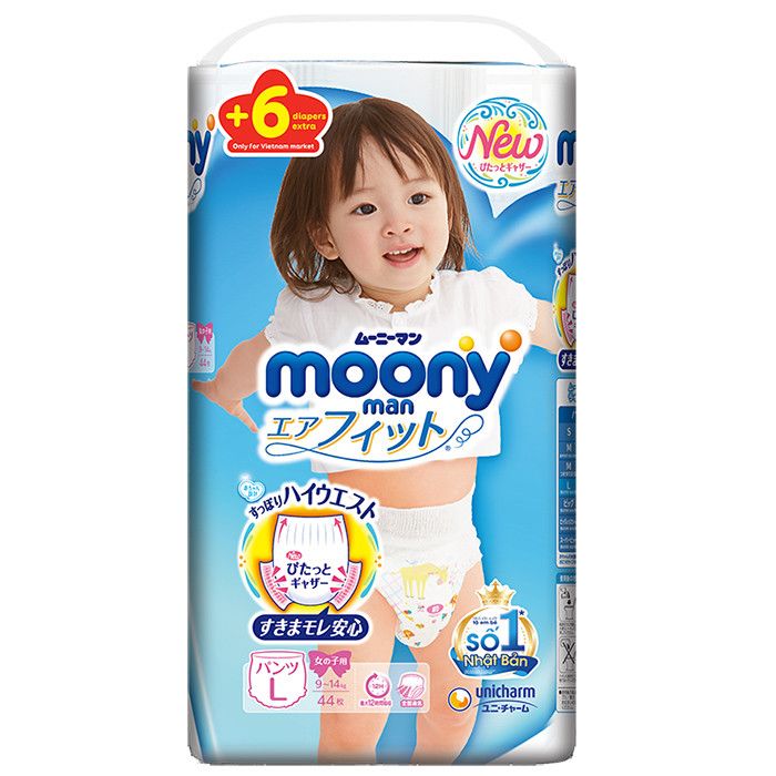 Tã quần Moony L44 Girl từ 9kg - 14kg (Nhật Bản)