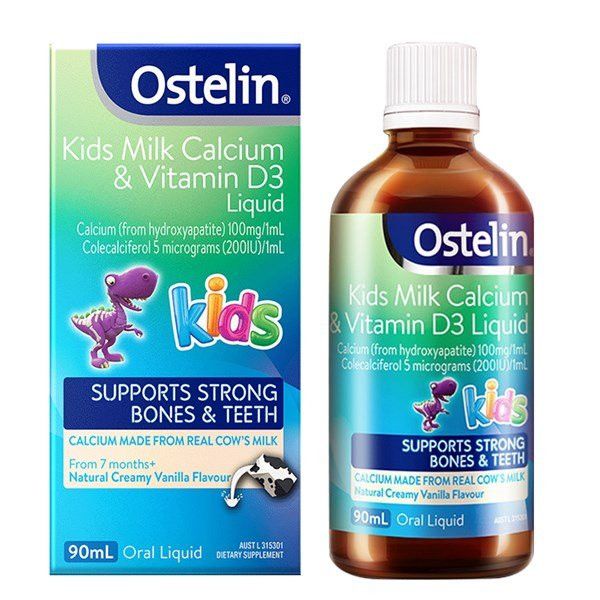 Siro Ostelin Kids Milk Calcium & Vitamin D3 cho bé từ 7m-13y 90ml (Úc)